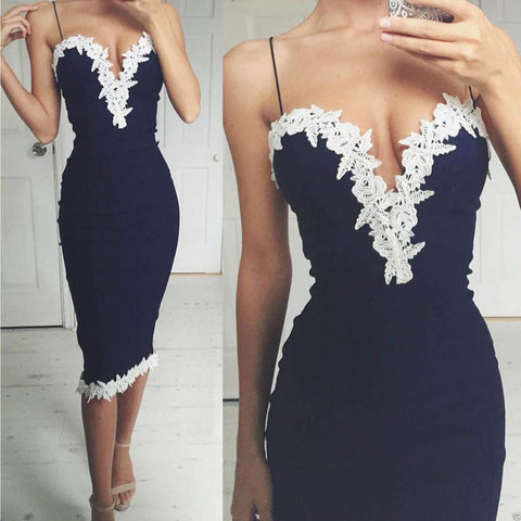 Floral Lace V-Neck Strappy Bodycon Summer Day-Out Bandage Dress