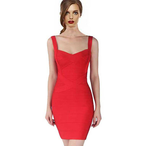 Spaghetti-Strap Sweetheart-Neck Summer Day-Out Bandage Dress